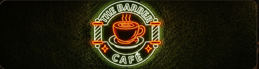 The Barber Café neon sign
